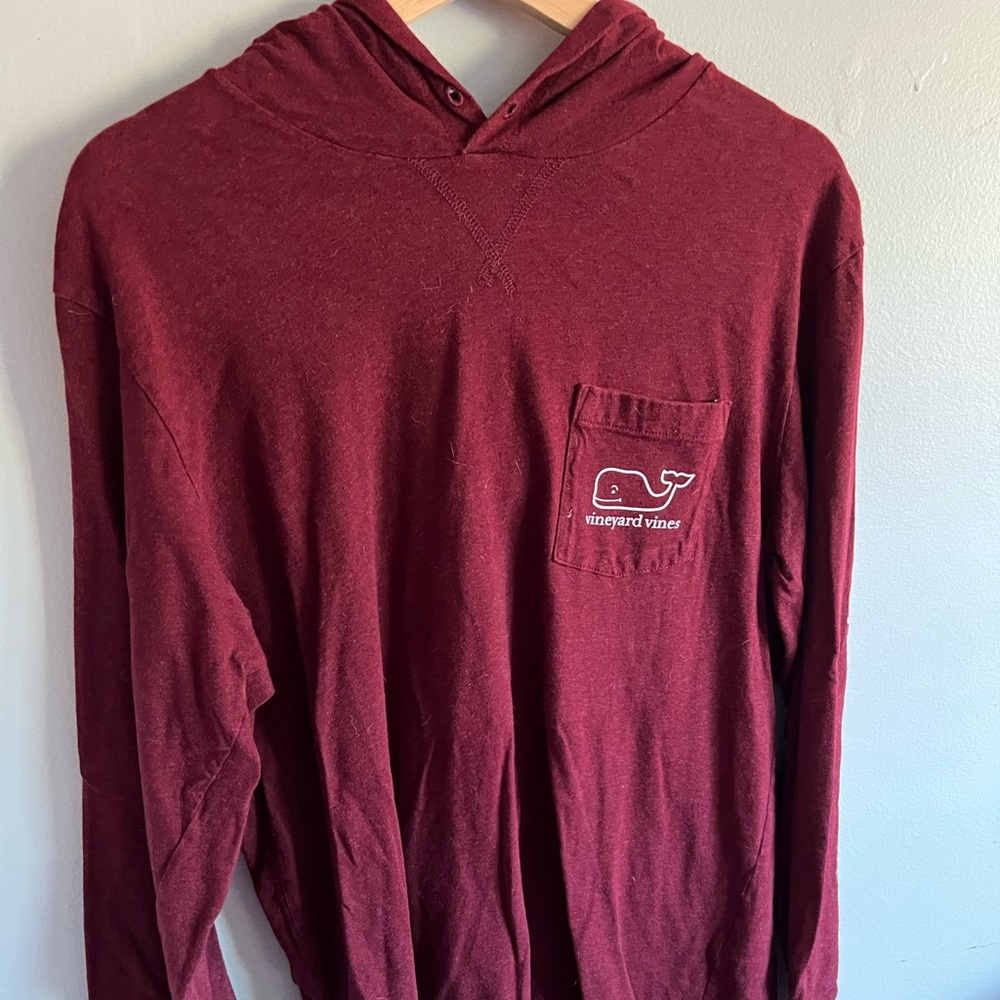 Longsleeve Burgundy Vineyard Vines Tshirt w/ Hood